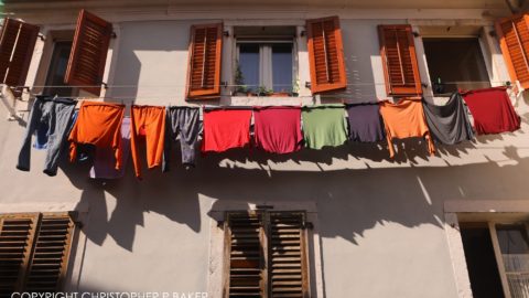 Laundry in Porec, Croatia on tour with Edwelweiss Bike Travel; copyright Christopher P Baker